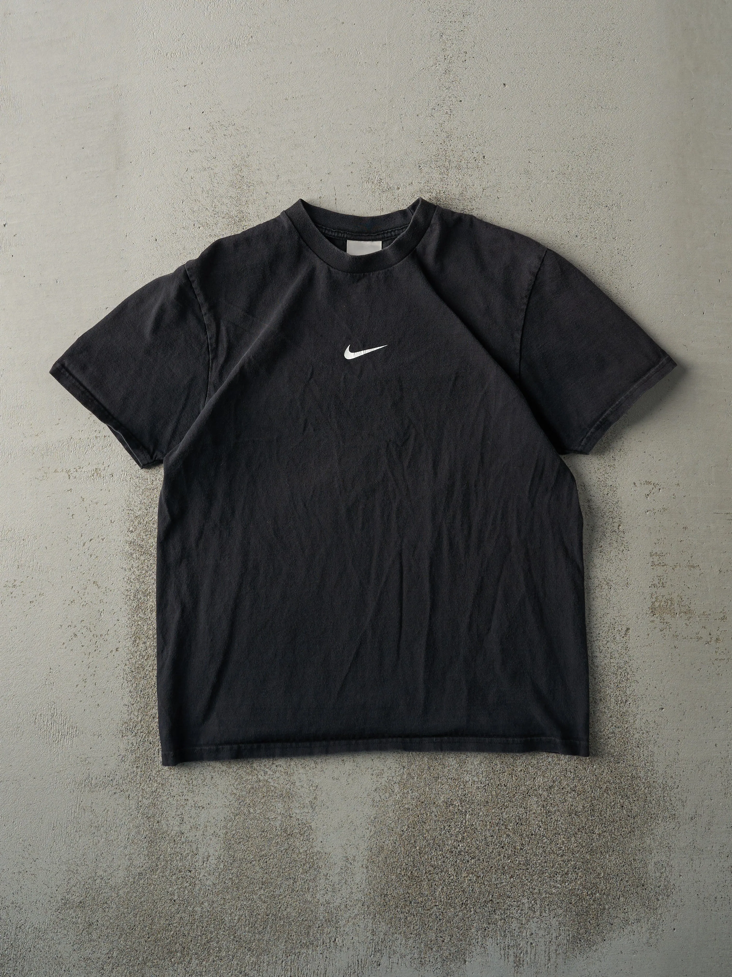 Vintage Y2K Black Nike Middle Swoosh Tee (S) sold by Rebalance Vintage