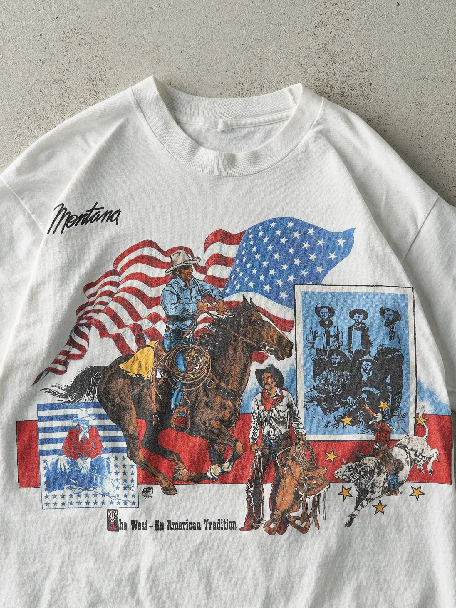 Vintage 95' White Montana Cropped Single Stitch Tee (S) sold by Rebalance Vintage product image thumbnail 2