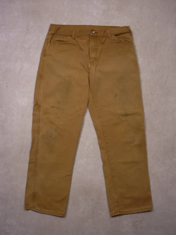 Vintage 90s Khaki Dickies Carpenter Pants (36x32) sold by Rebalance Vintage