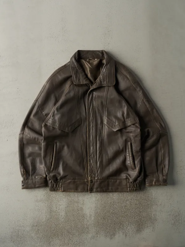Vintage 90s Faded Brown Leather Jacket (L) sold by Rebalance Vintage