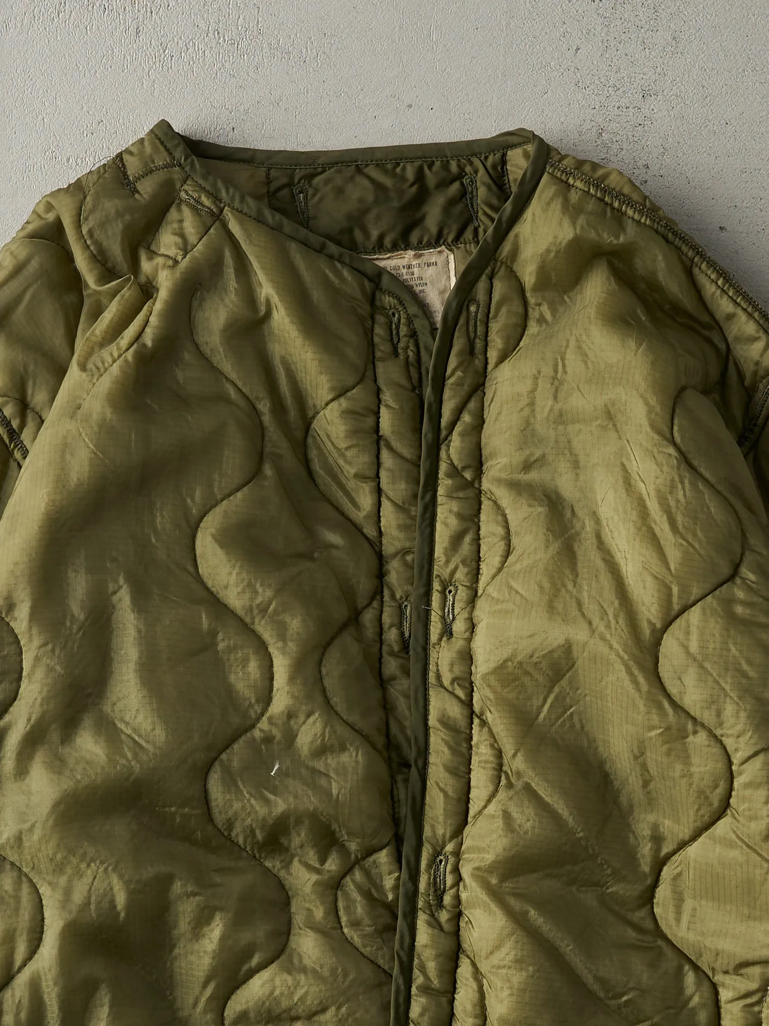 Vintage 90s Army Green Nylon Military Liner Jacket (XL) sold by Rebalance Vintage product image thumbnail 2