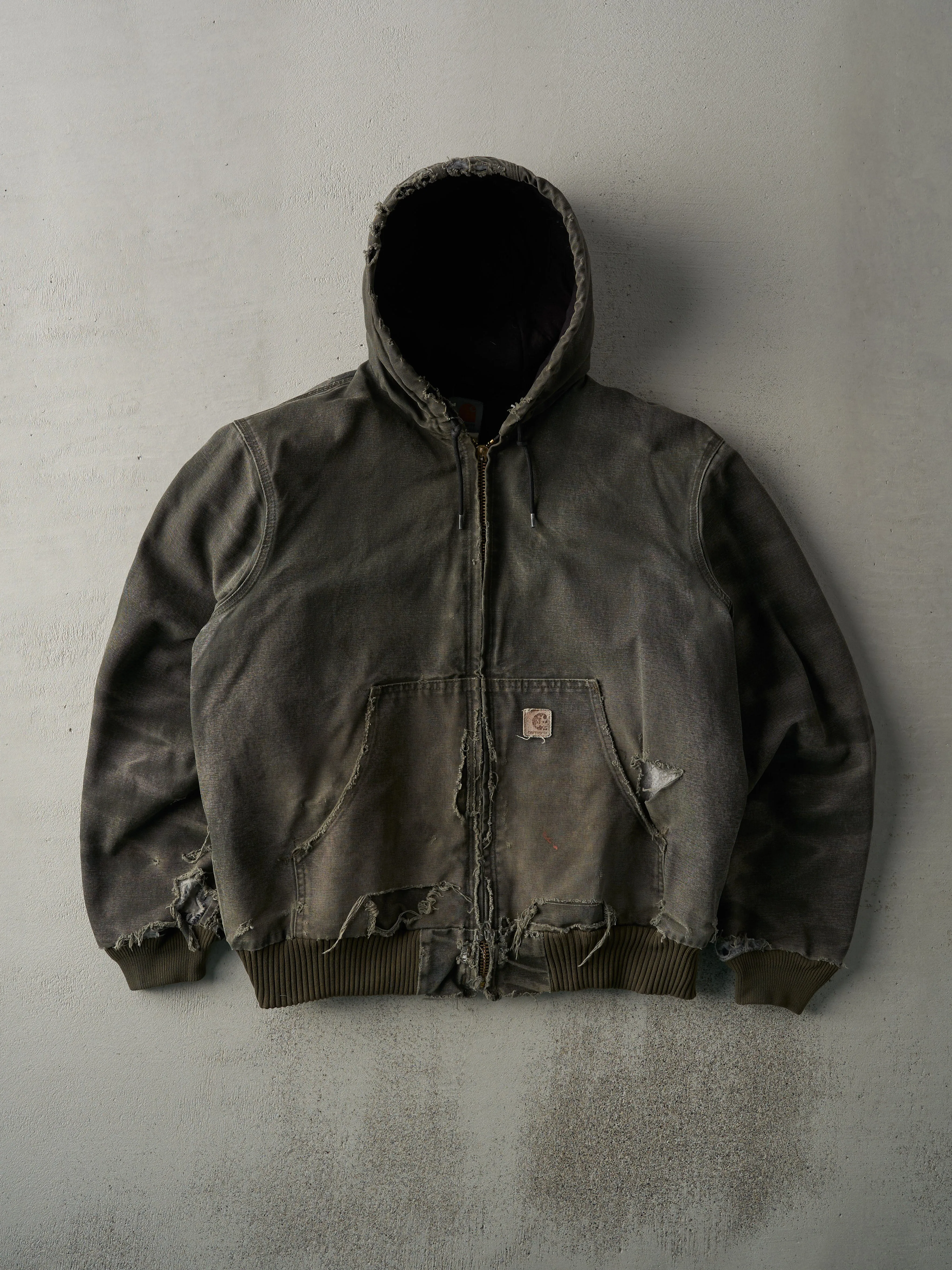 Vintage 90s Olive Green Carhartt Hooded Workwear Jacket (L) sold by Rebalance Vintage