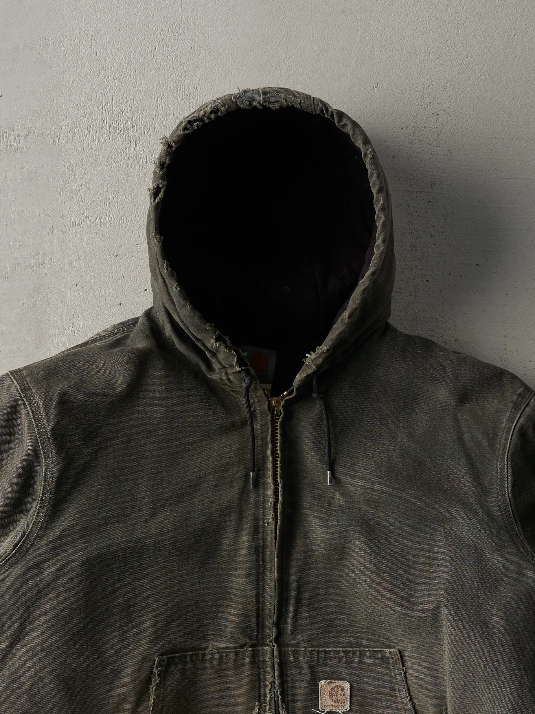 Vintage 90s Olive Green Carhartt Hooded Workwear Jacket (L) sold by Rebalance Vintage product image thumbnail 3