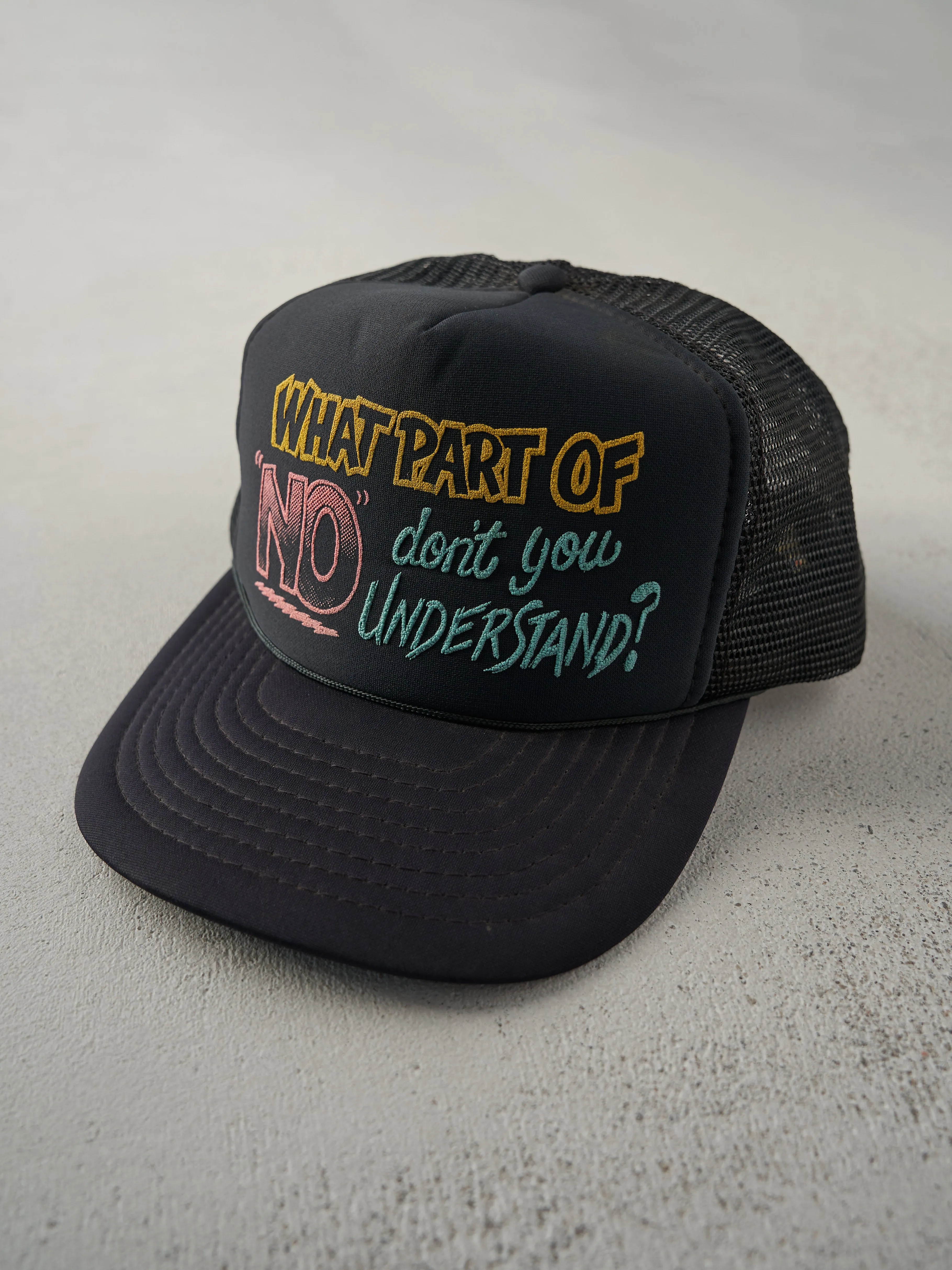 Vintage 90s Black "What Part Of No" Foam Trucker Hat sold by Rebalance Vintage product image thumbnail 2