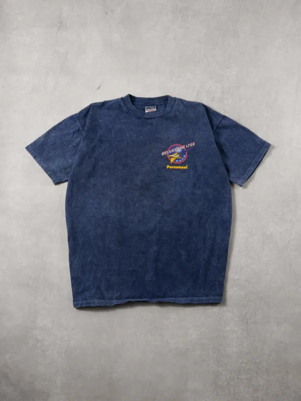 Vintage 90s Navy Blue Belvedere LTEE Rock Personnel Tee (L) sold by Rebalance Vintage