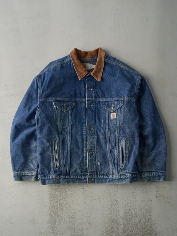 Vintage 90s Mid Wash Carhartt Blanket Lined Denim Jacket (XL) sold by Rebalance Vintage