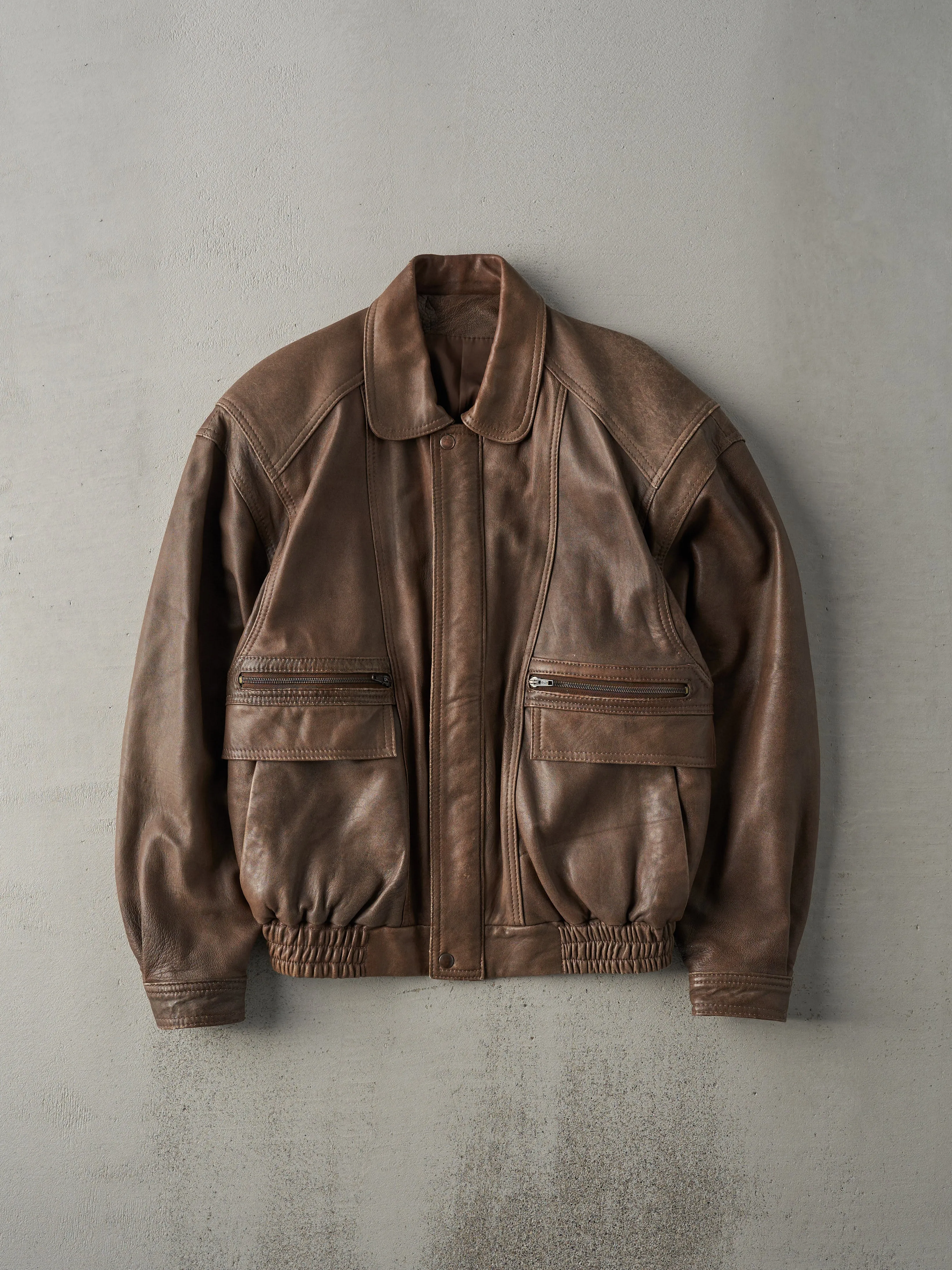 Vintage 80s Brown Leather Jacket (S/M) sold by Rebalance Vintage