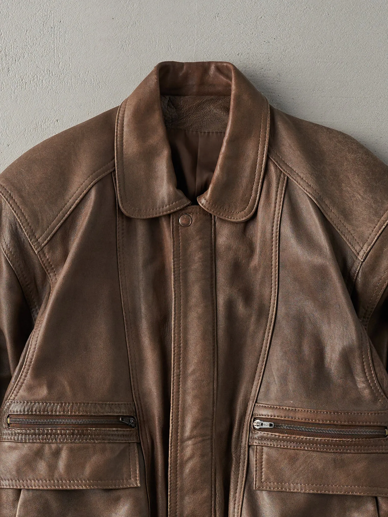 Vintage 80s Brown Leather Jacket (S/M) sold by Rebalance Vintage product image thumbnail 3
