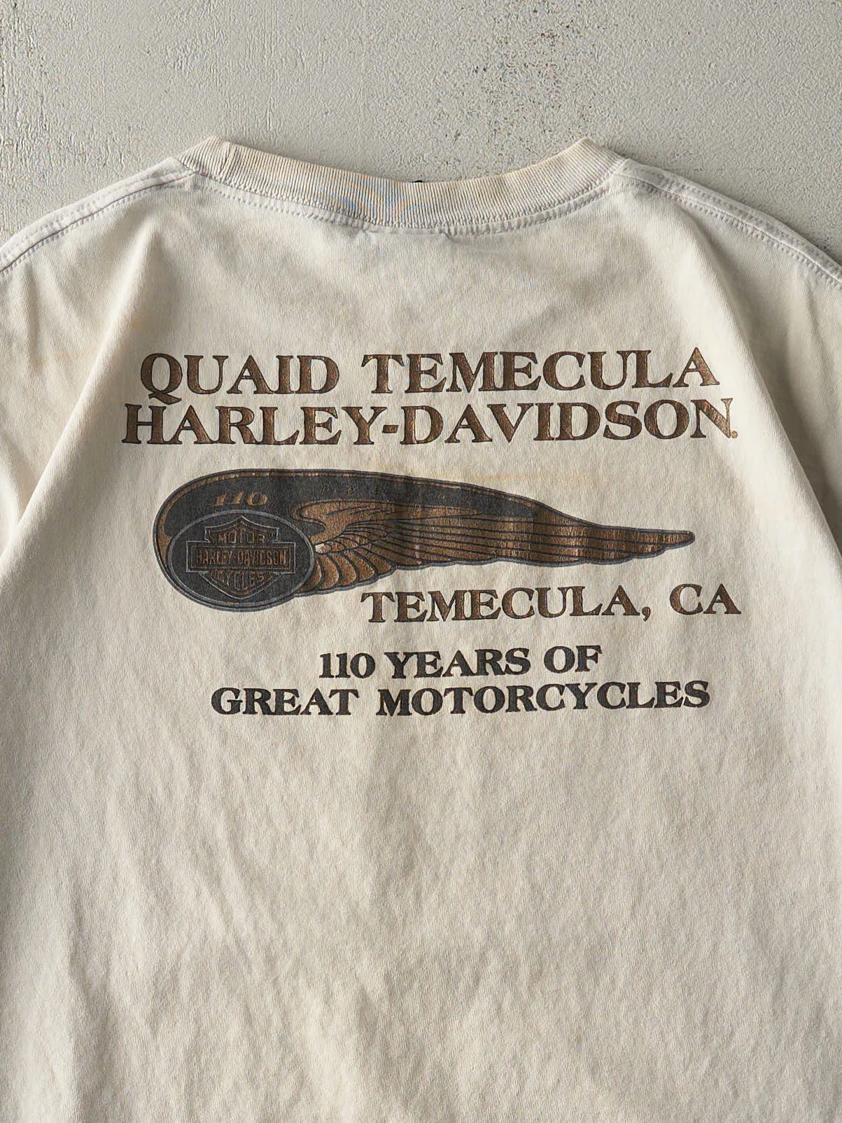 13' Beige Temecula California Harley Davidson Tee (L) sold by Rebalance Vintage product image thumbnail 4