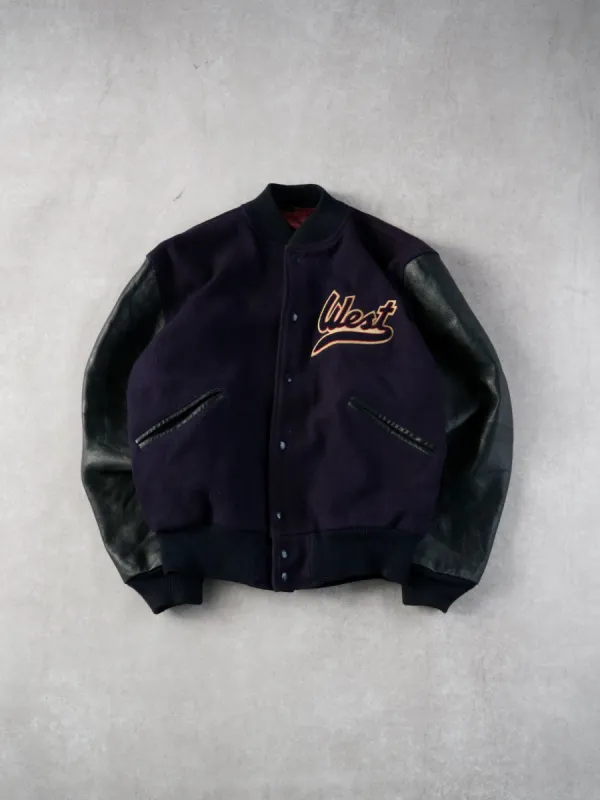 Vintage 70s Navy Blue West Steichens Varsity Jacket (M) sold by Rebalance Vintage