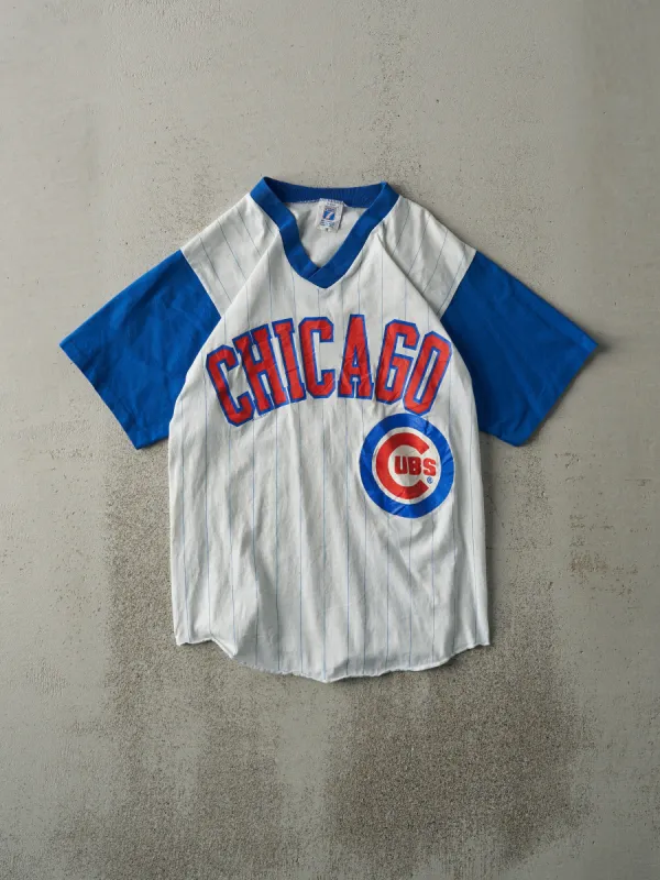 Vintage 88' White and Blue Chicago Cubs Jersey Style Tee (XS) sold by Rebalance Vintage
