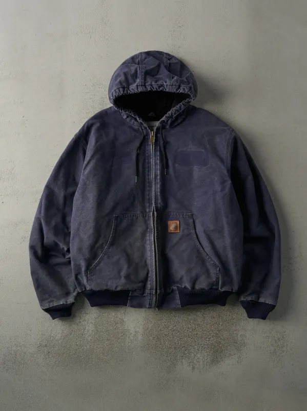 Vintage Y2K Washed Navy Carhartt Hooded Jacket (XL) sold by Rebalance Vintage