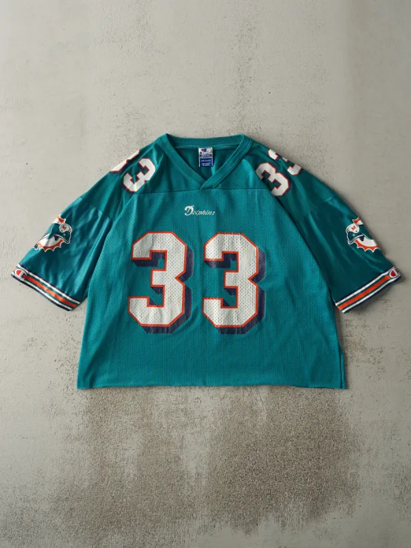 Vintage 90s Teal Miami Dolphins #33 Karim Abdul-Jabbar Cropped Football Jersey (L) sold by Rebalance Vintage