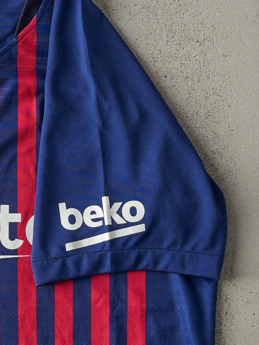 Vintage Y2K Navy Blue & Red FCB Lionel Messi Soccer Jersey (M/L) sold by Rebalance Vintage product image thumbnail 4