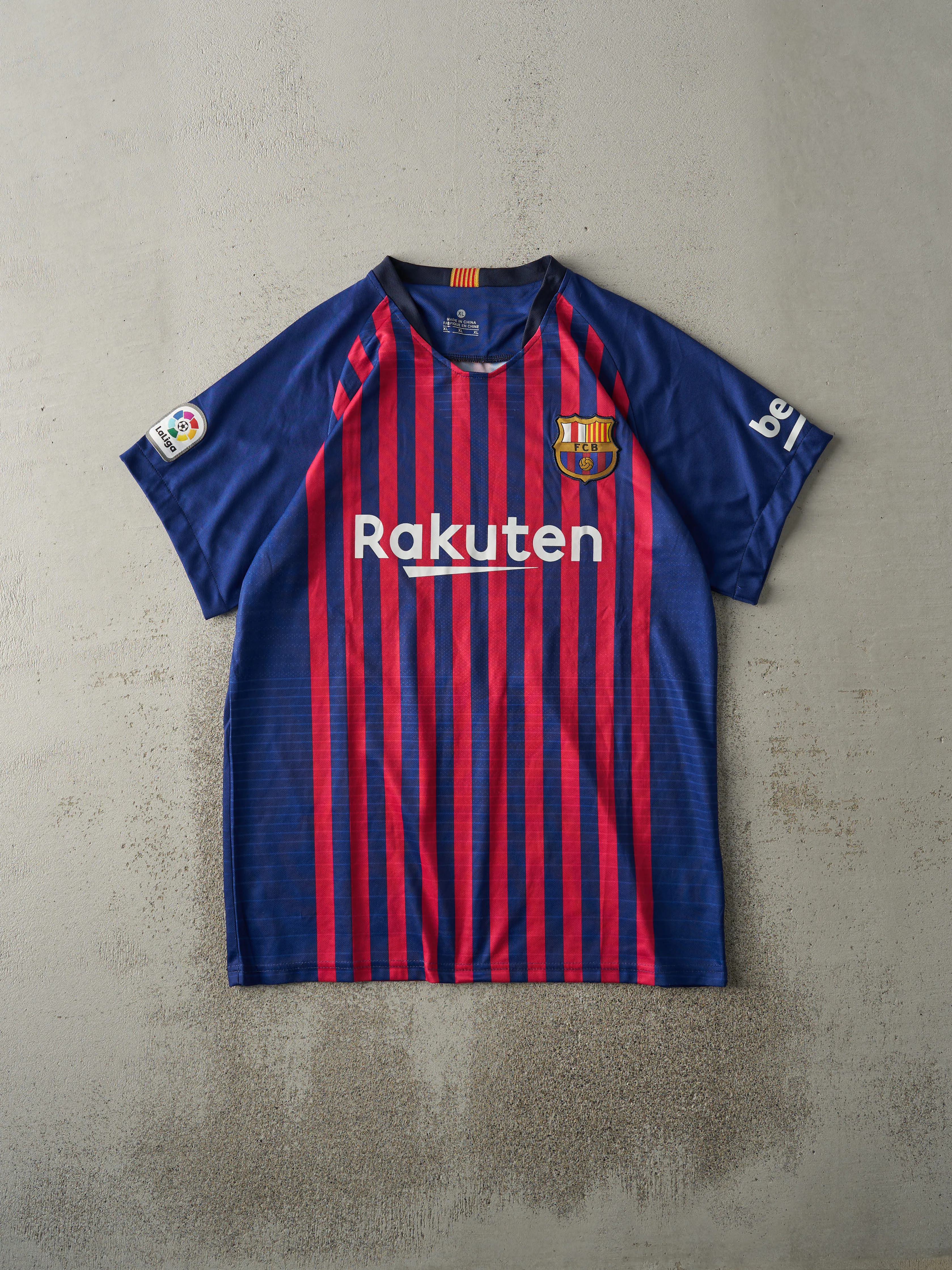 Vintage Y2K Navy Blue & Red FCB Lionel Messi Soccer Jersey (M/L) sold by Rebalance Vintage