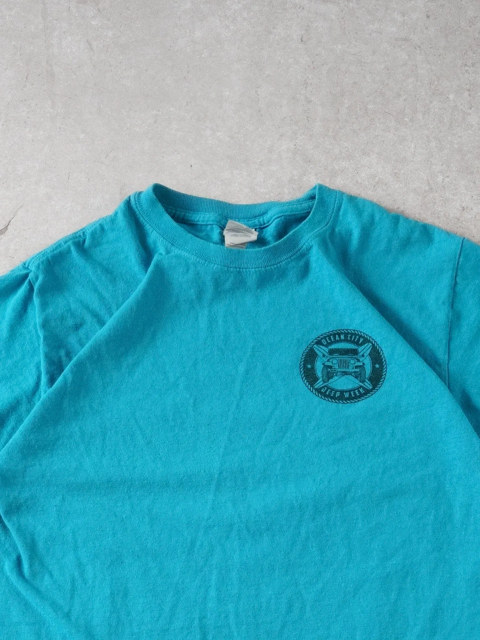 Vintage Y2k Teal Blue Ocean City Jeep Week Graphic Tee sold by Rebalance Vintage product image thumbnail 3
