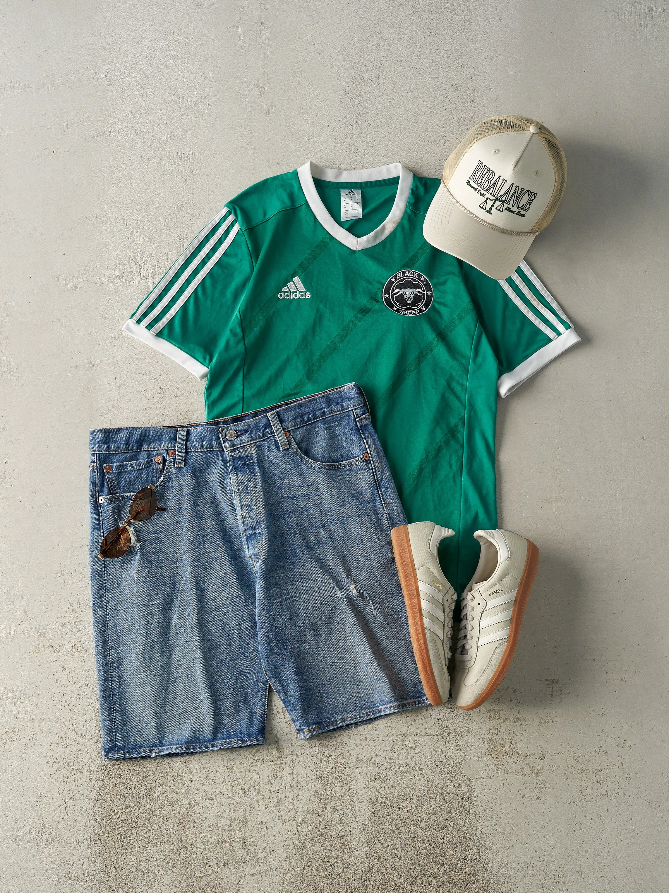 Vintage Y2K Green Adidas Black Sheep Soccer Jersey (M) sold by Rebalance Vintage product image thumbnail 2