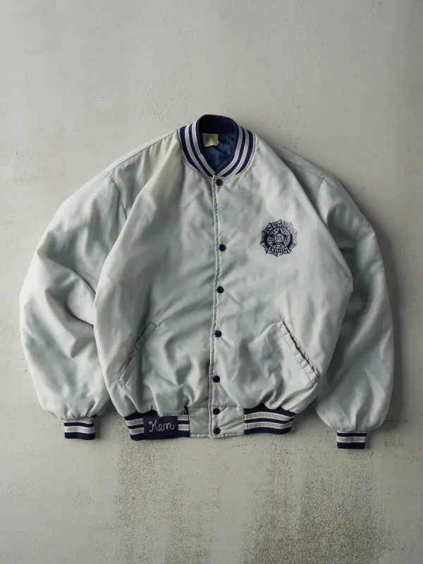 Vintage 70s Silver American Legion Ohio Bomber Jacket (L) sold by Rebalance Vintage
