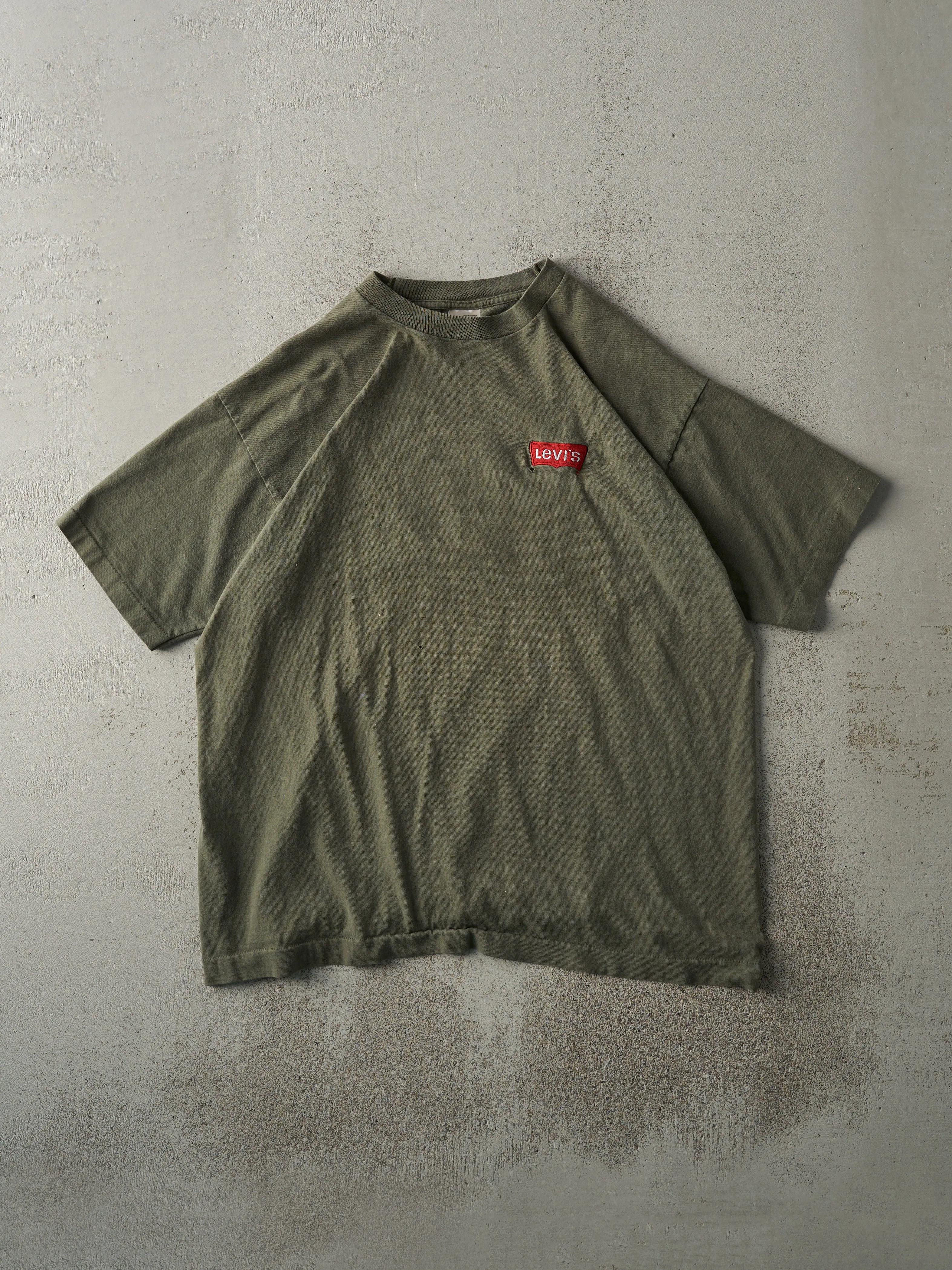 Vintage 90s Green Embroidered Levi's Single Stitch Tee (M) sold by Rebalance Vintage
