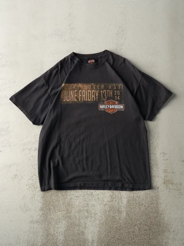 14' Black Port Dover Harley Davidson Tee (L) sold by Rebalance Vintage