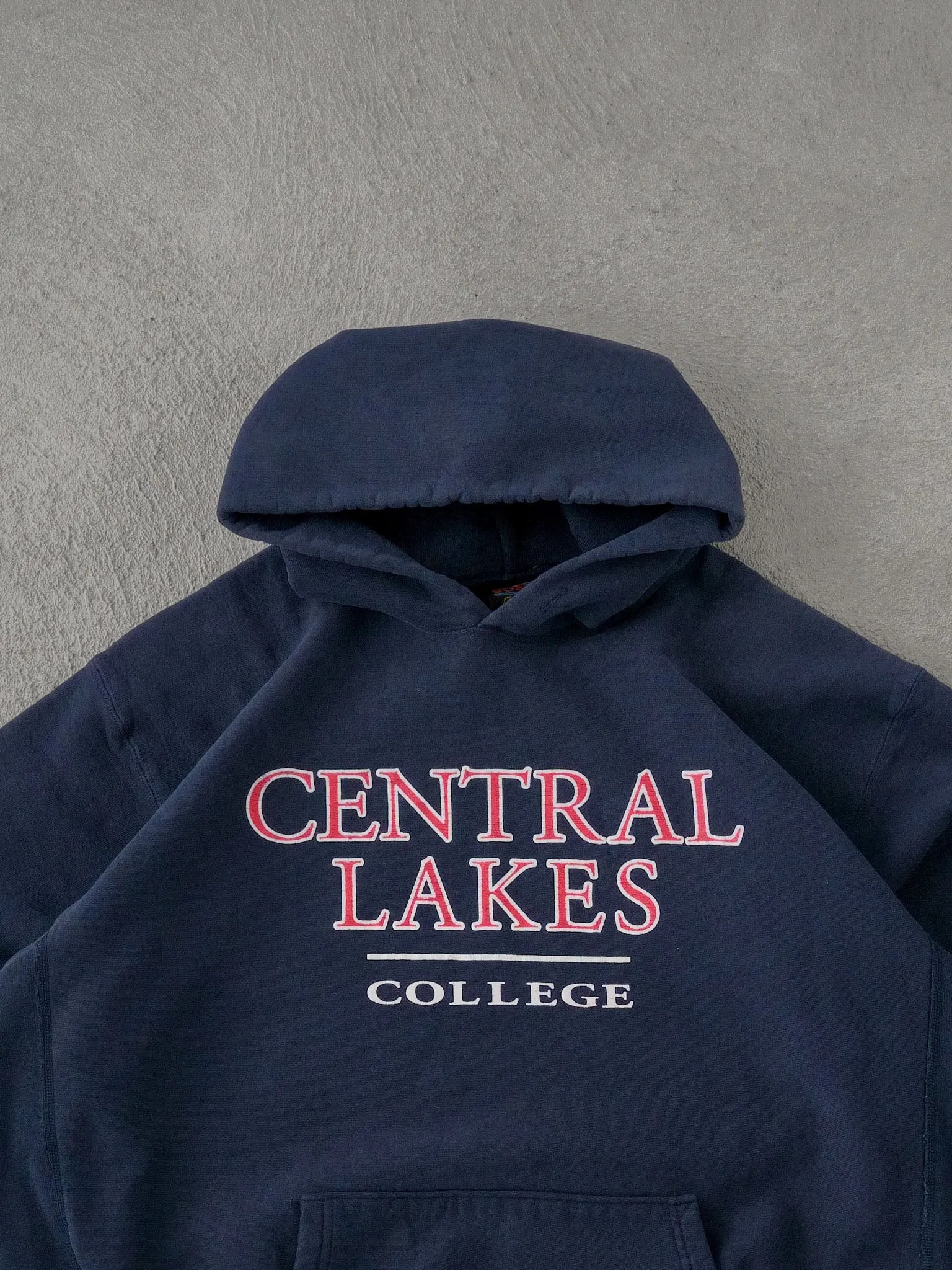 Vintage 90s Navy Blue Central Lakes College Hoodie (XL) sold by Rebalance Vintage product image thumbnail 2