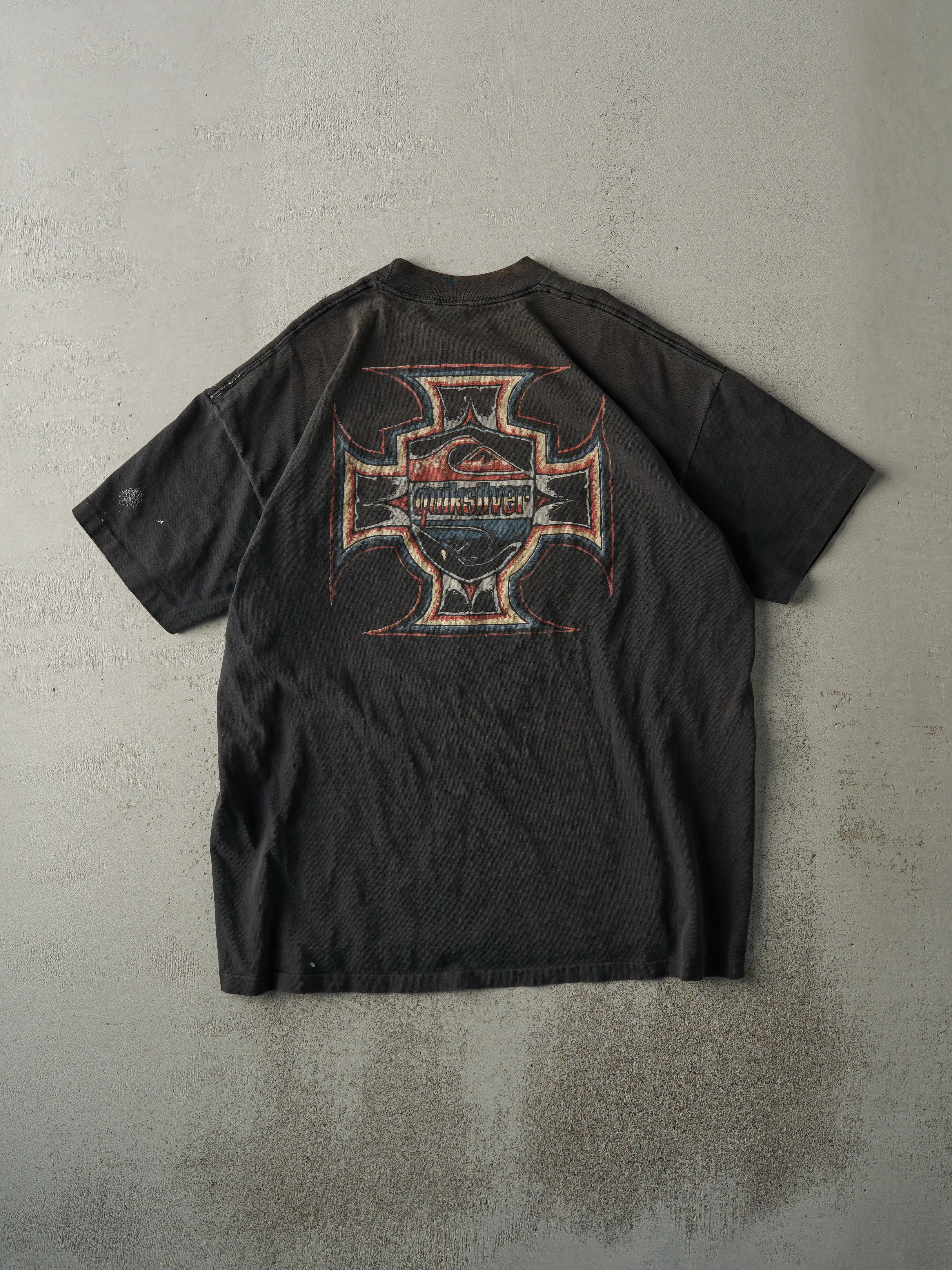 Vintage 90s Black Quiksilver Single Stitch Tee (L) sold by Rebalance Vintage