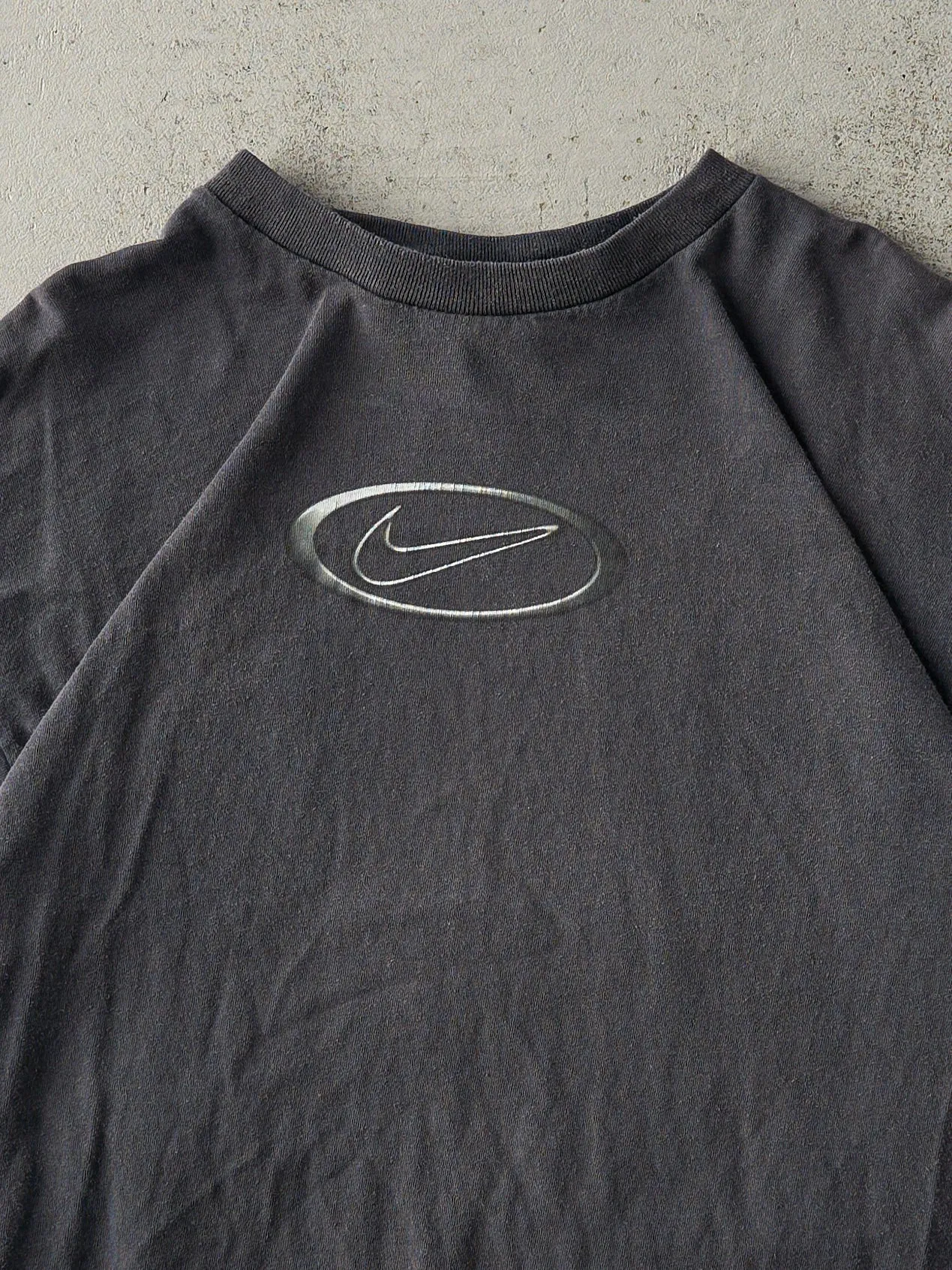 Vintage 90s Faded Black Nike Logo Tee (M) sold by Rebalance Vintage product image thumbnail 3