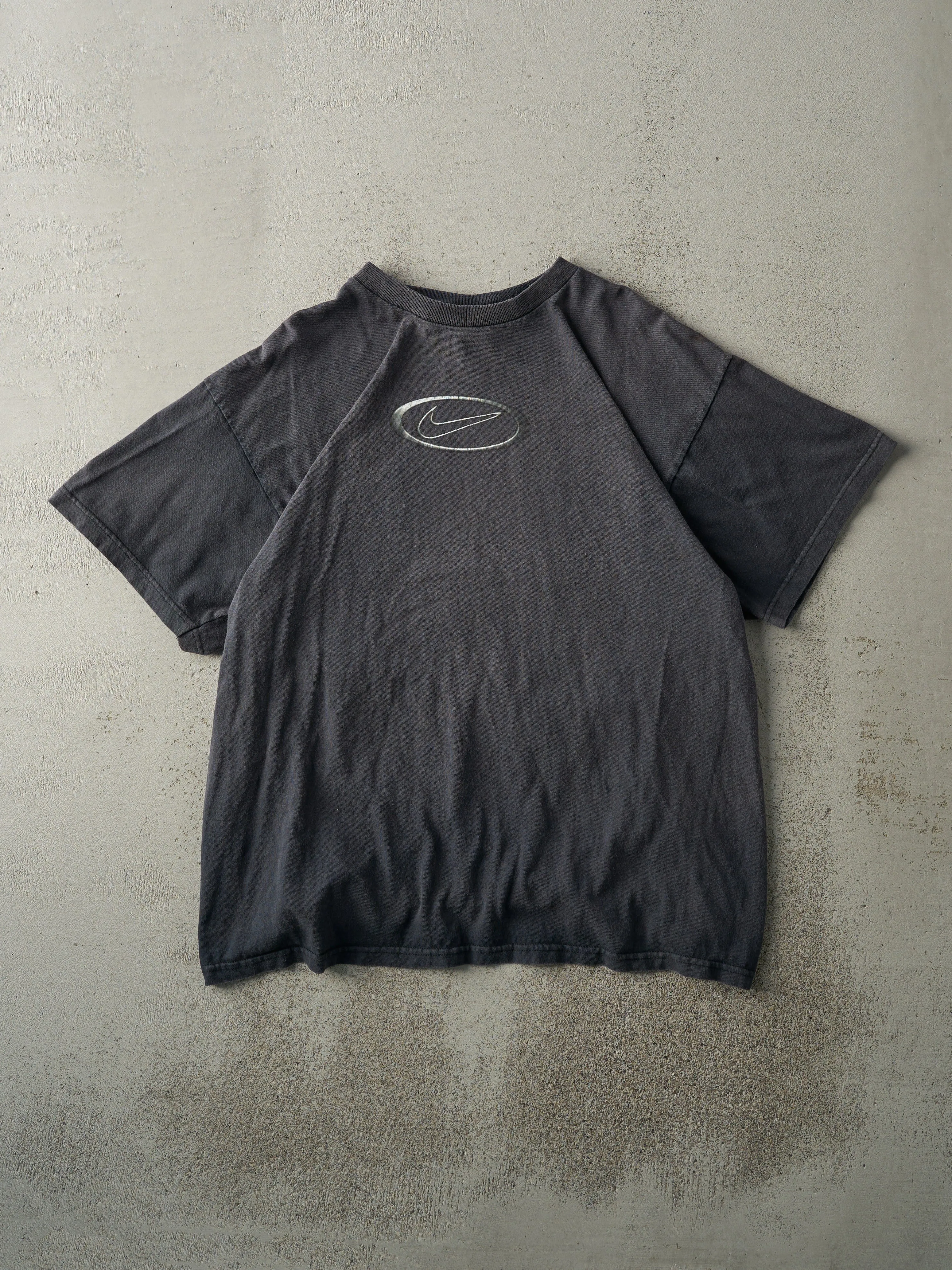Vintage 90s Faded Black Nike Logo Tee (M) sold by Rebalance Vintage