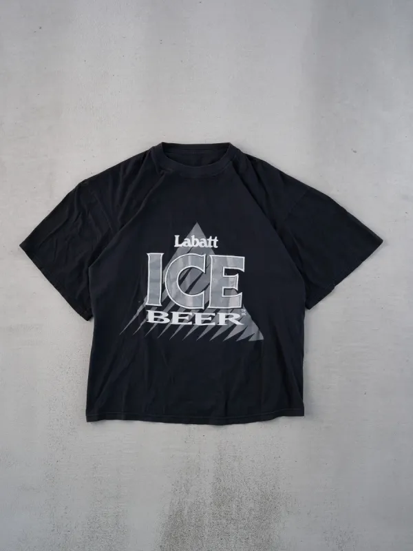 Vintage 90s Black Labatt Ice Beer Graphic Boxy Tee (M) sold by Rebalance Vintage