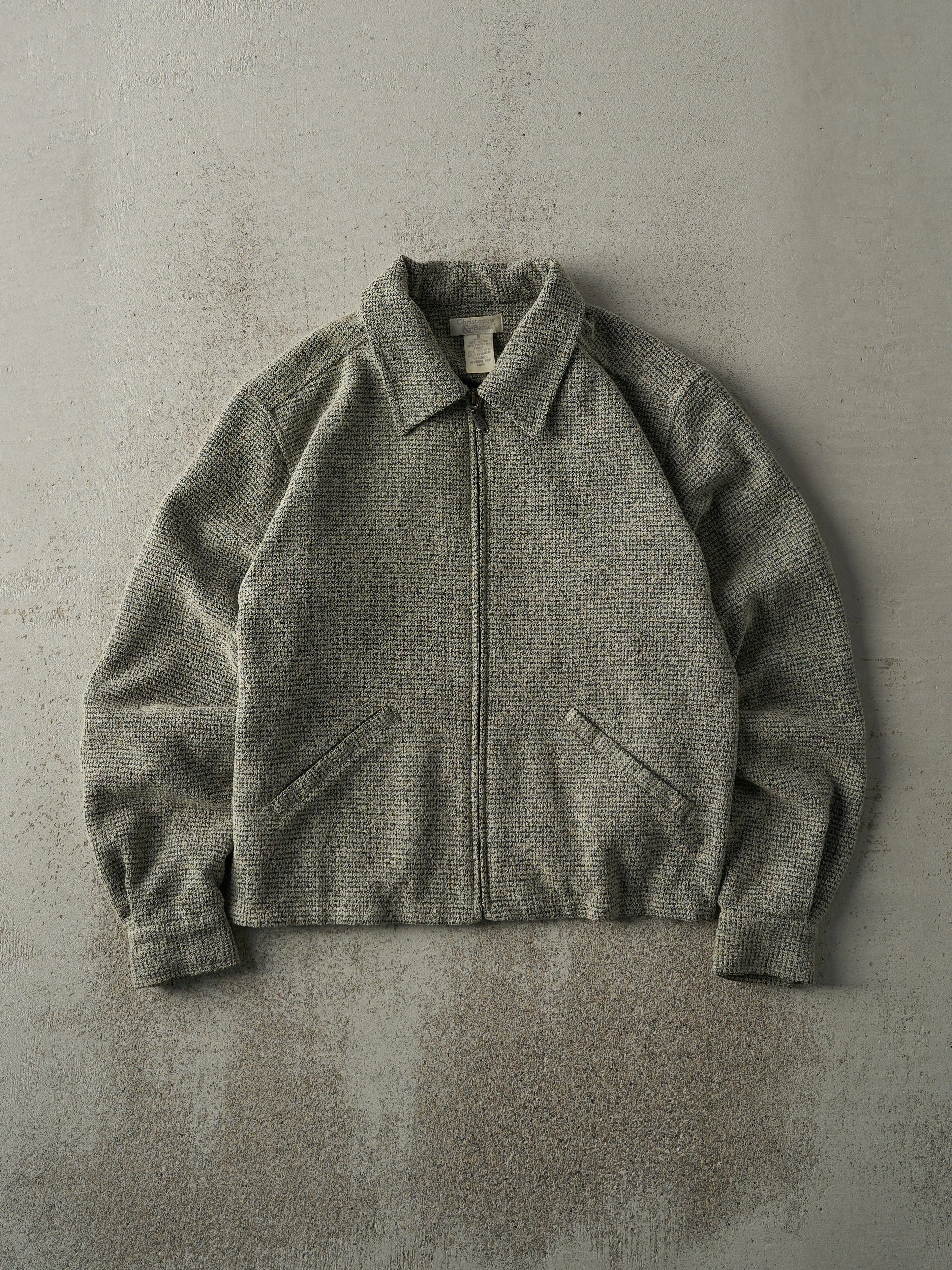 Vintage 90s Green & Beige Rayon Collared Jacket (XS/S) sold by Rebalance Vintage