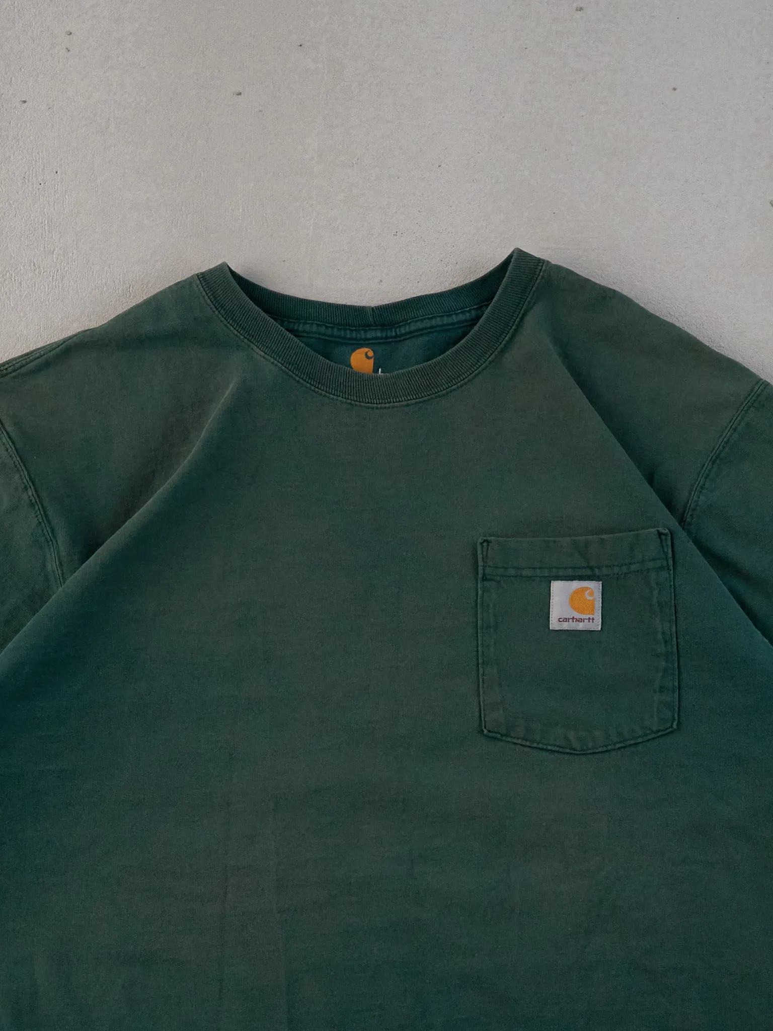 Vintage Y2k Washed Green Carhartt Blank Pocket Tee (L) sold by Rebalance Vintage product image thumbnail 2