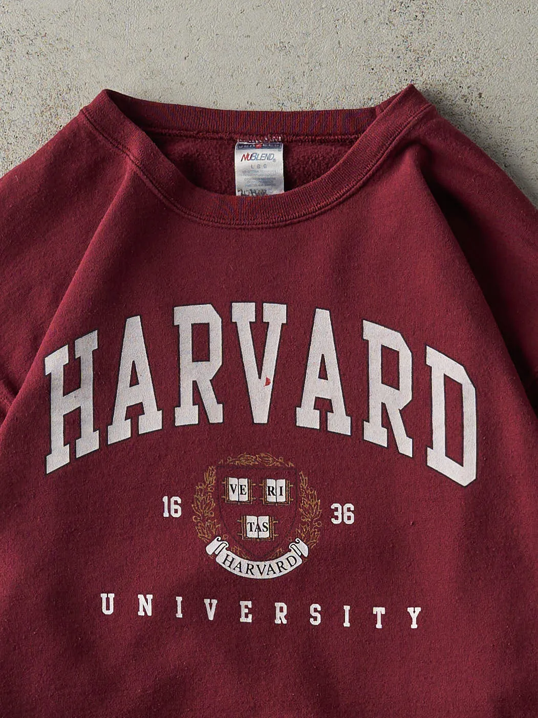 Vintage Y2K Burgundy Harvard University Crewneck (L) sold by Rebalance Vintage product image thumbnail 3