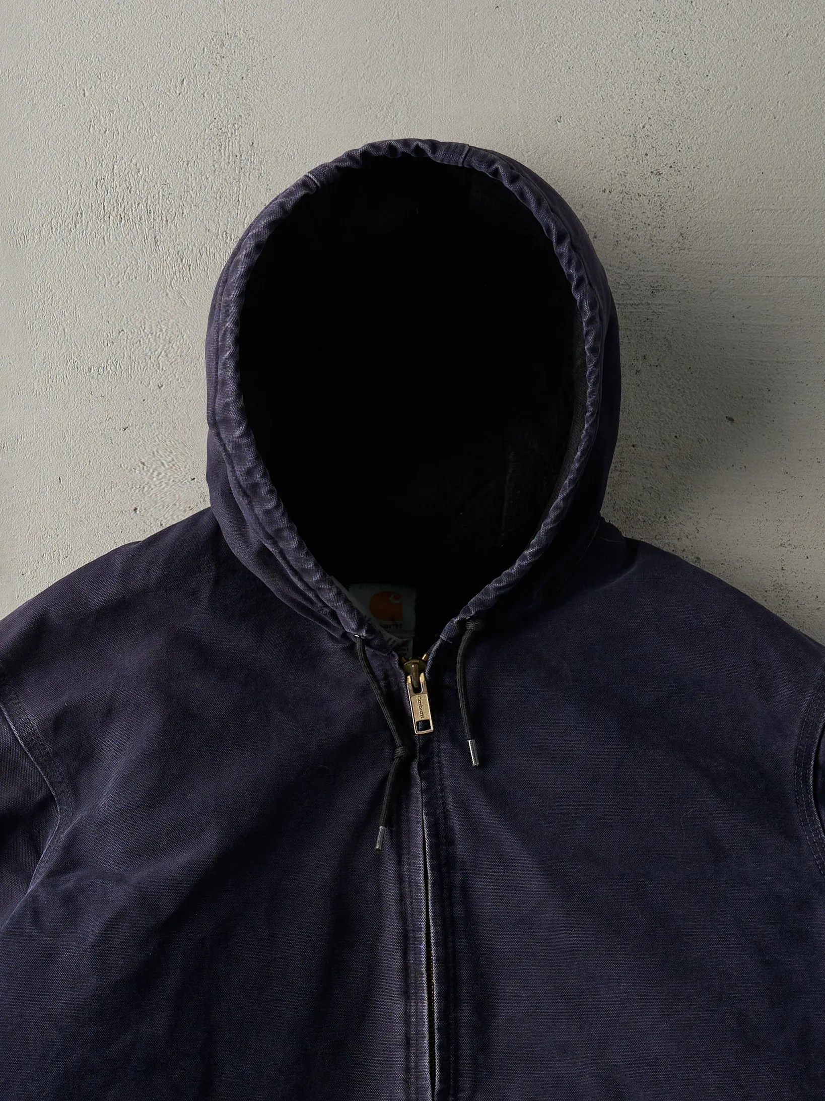 Vintage Y2K Navy Blue Carhartt Hooded Workwear Jacket (L) sold by Rebalance Vintage product image thumbnail 2