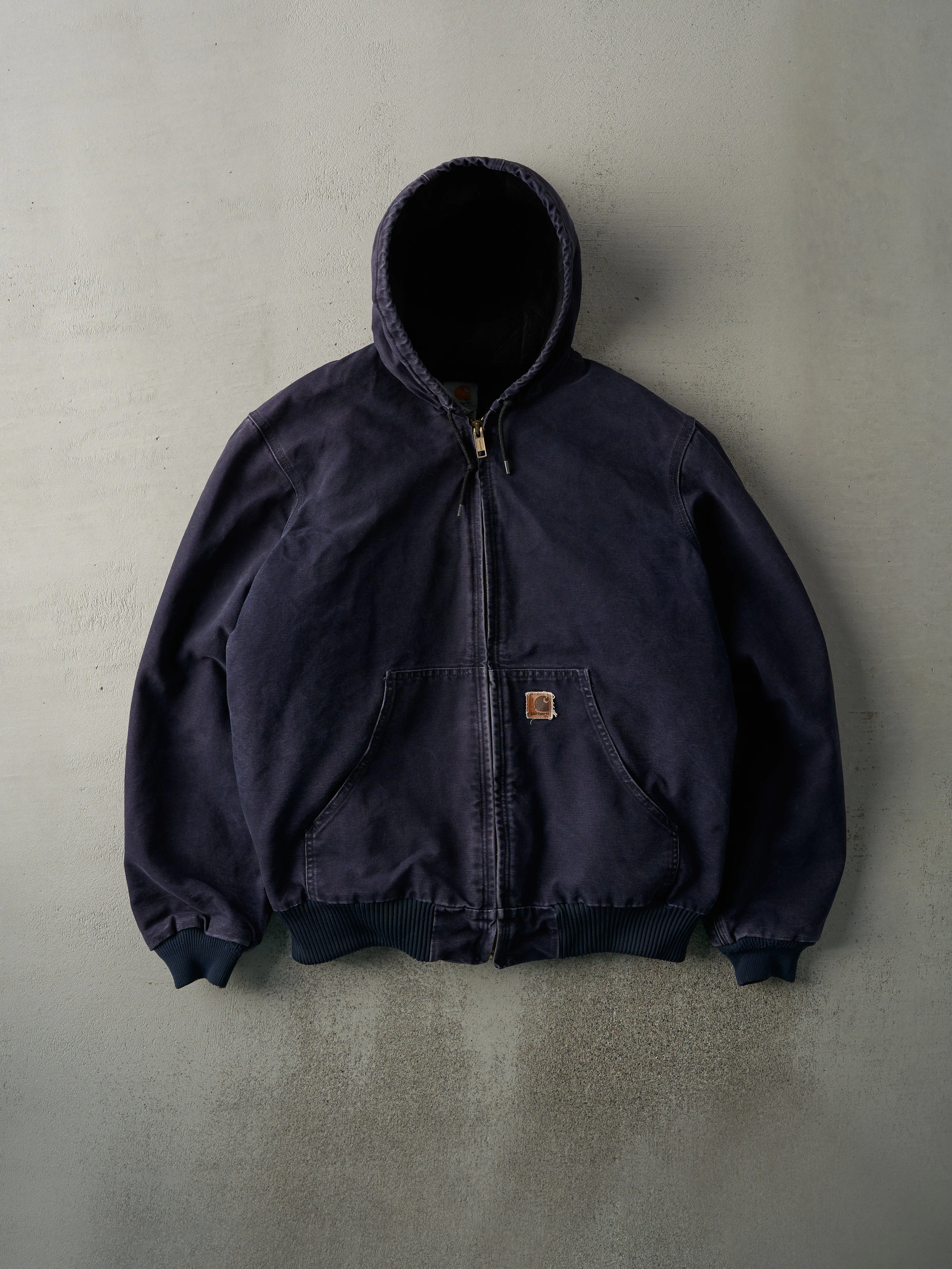 Vintage Y2K Navy Blue Carhartt Hooded Workwear Jacket (L) sold by Rebalance Vintage