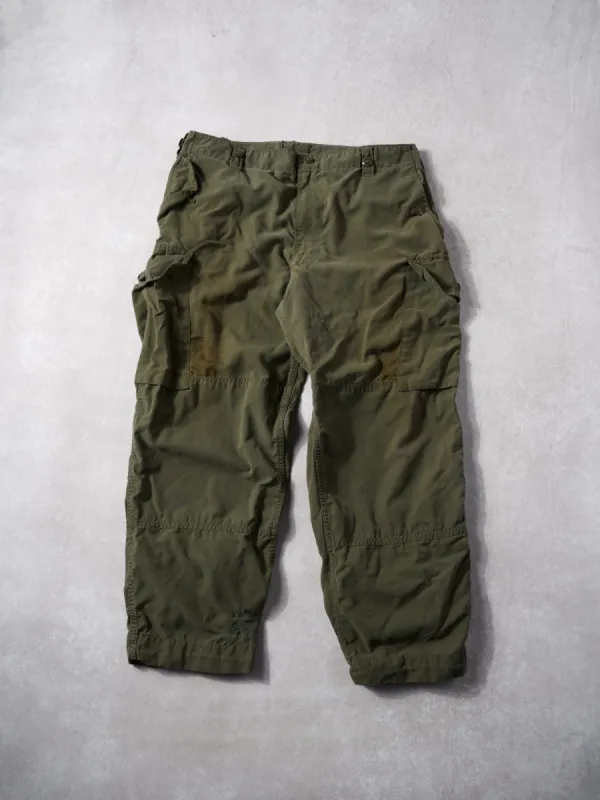 Vintage 90s Green Army Parachute Cargo Pants (35x39x29) sold by Rebalance Vintage