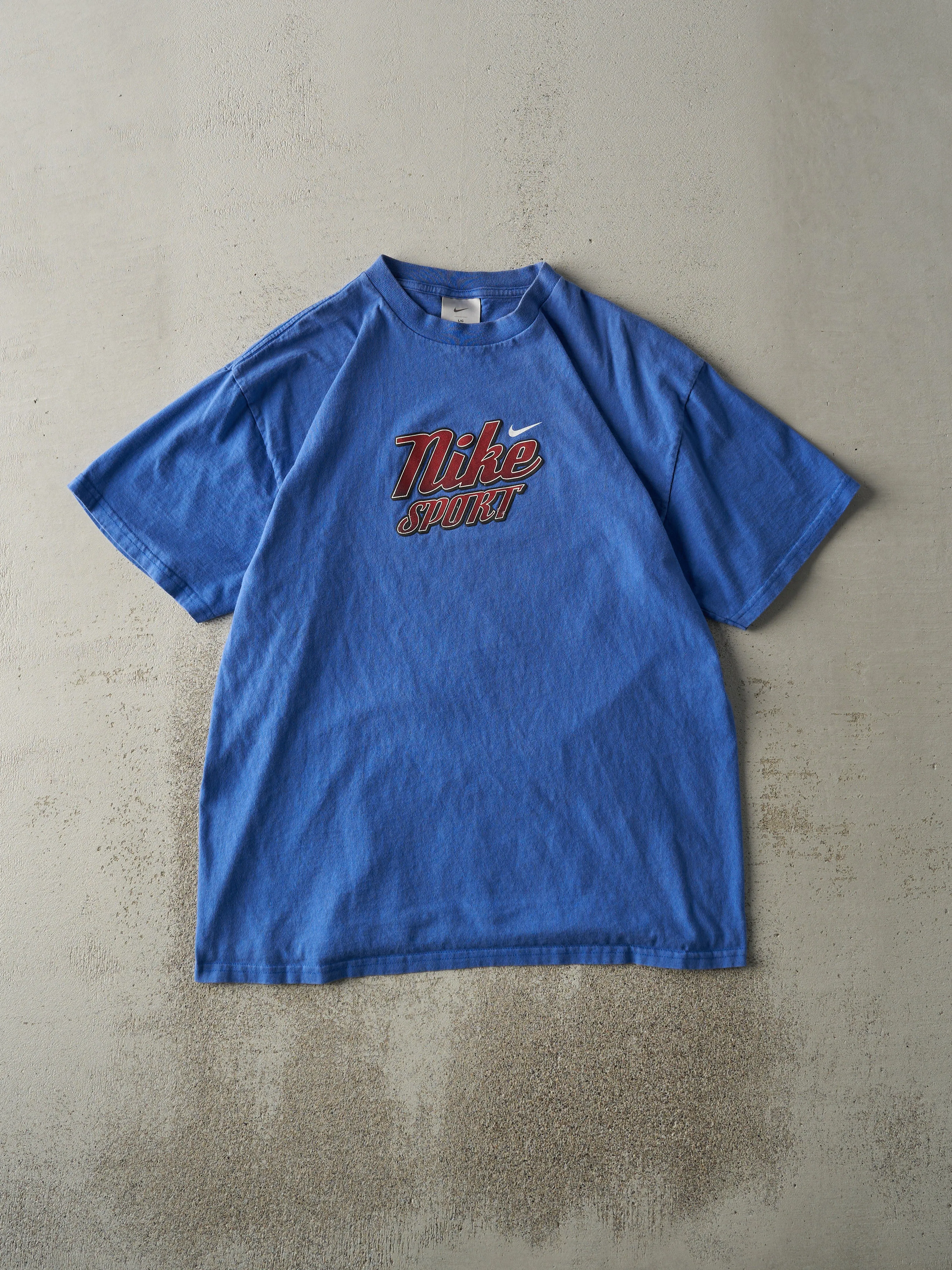 Vintage Y2K Blue Nike Sport Logo Tee (M) sold by Rebalance Vintage