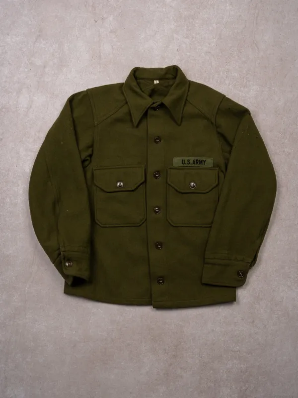 Vintage 70s Green U.S Army Wool Button Up (S) sold by Rebalance Vintage