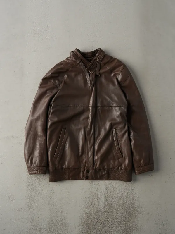 Vintage 90s Chocolate Brown Leather Jacket (XS) sold by Rebalance Vintage
