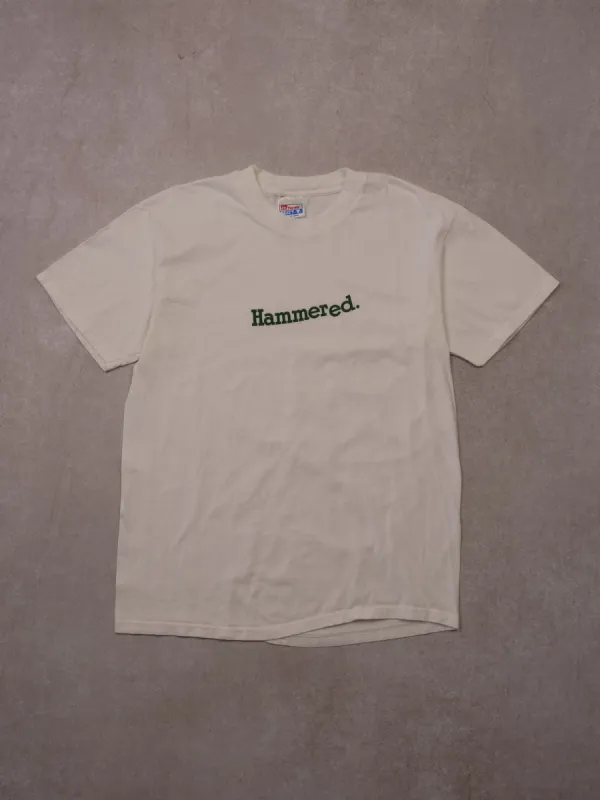 Vintage 90s White "Hammered" Tee (S/M) sold by Rebalance Vintage