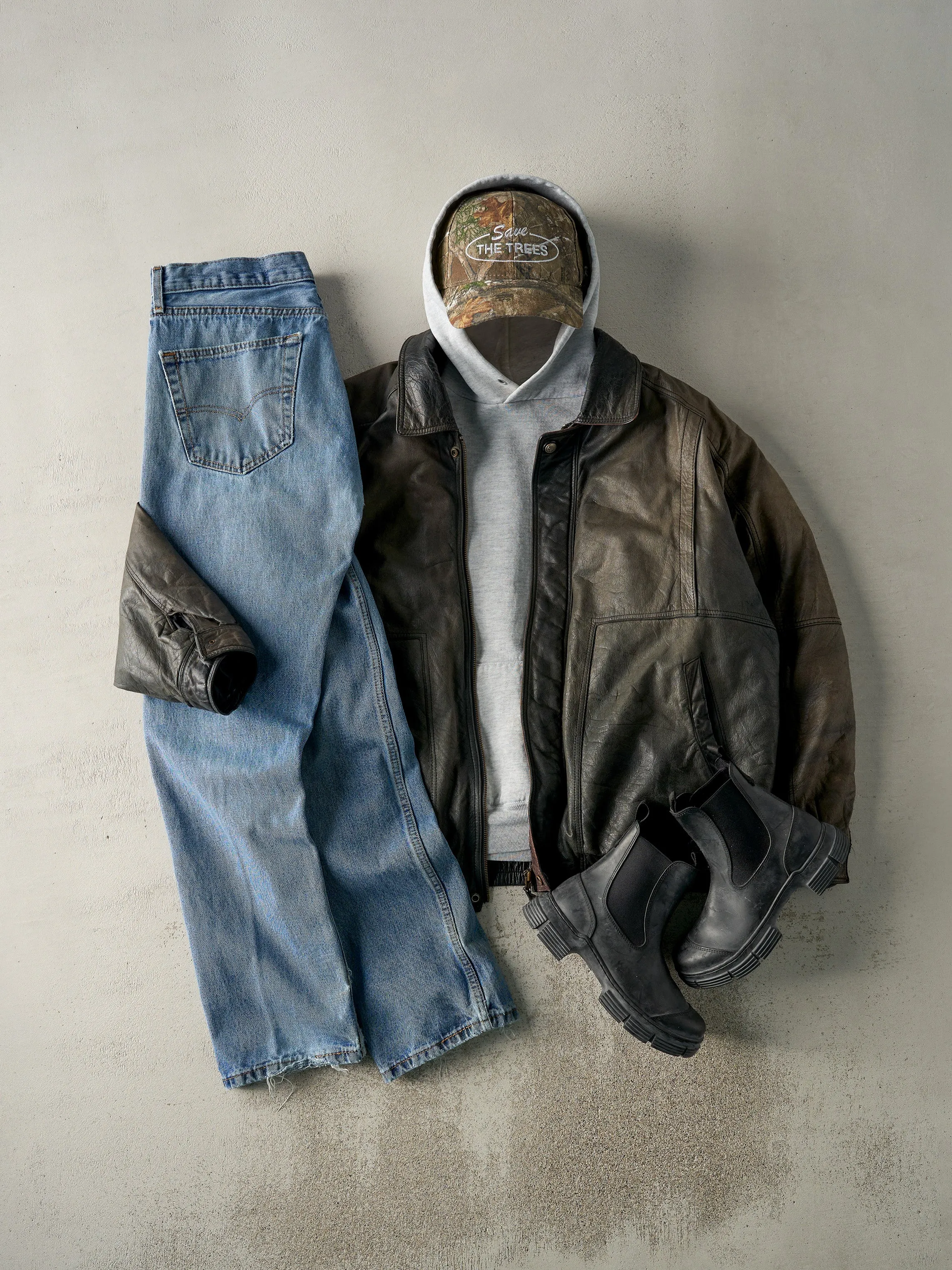 Vintage 90s Sun Faded Black Leather Jacket (XL/XXL) sold by Rebalance Vintage product image thumbnail 2