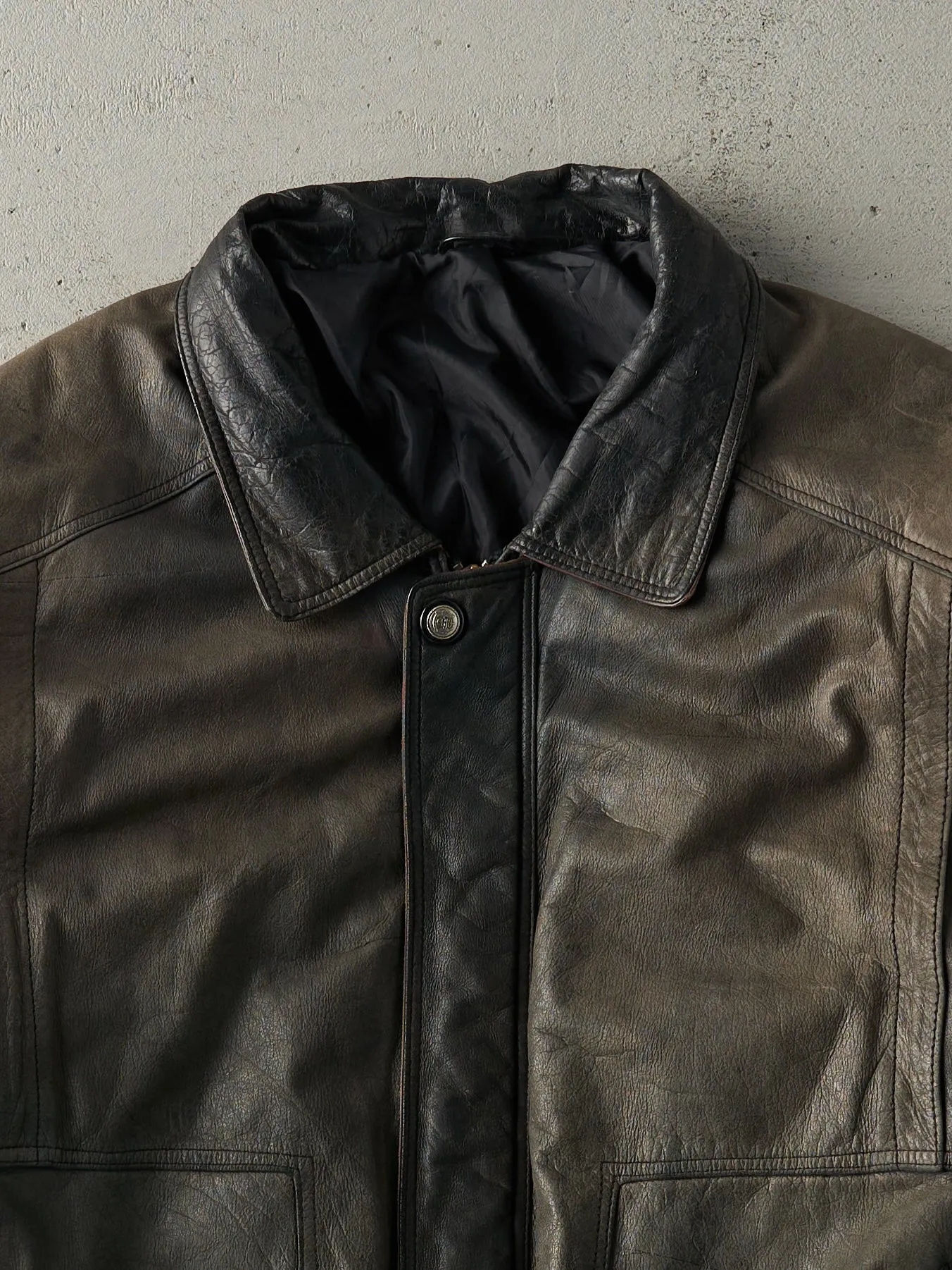 Vintage 90s Sun Faded Black Leather Jacket (XL/XXL) sold by Rebalance Vintage product image thumbnail 4