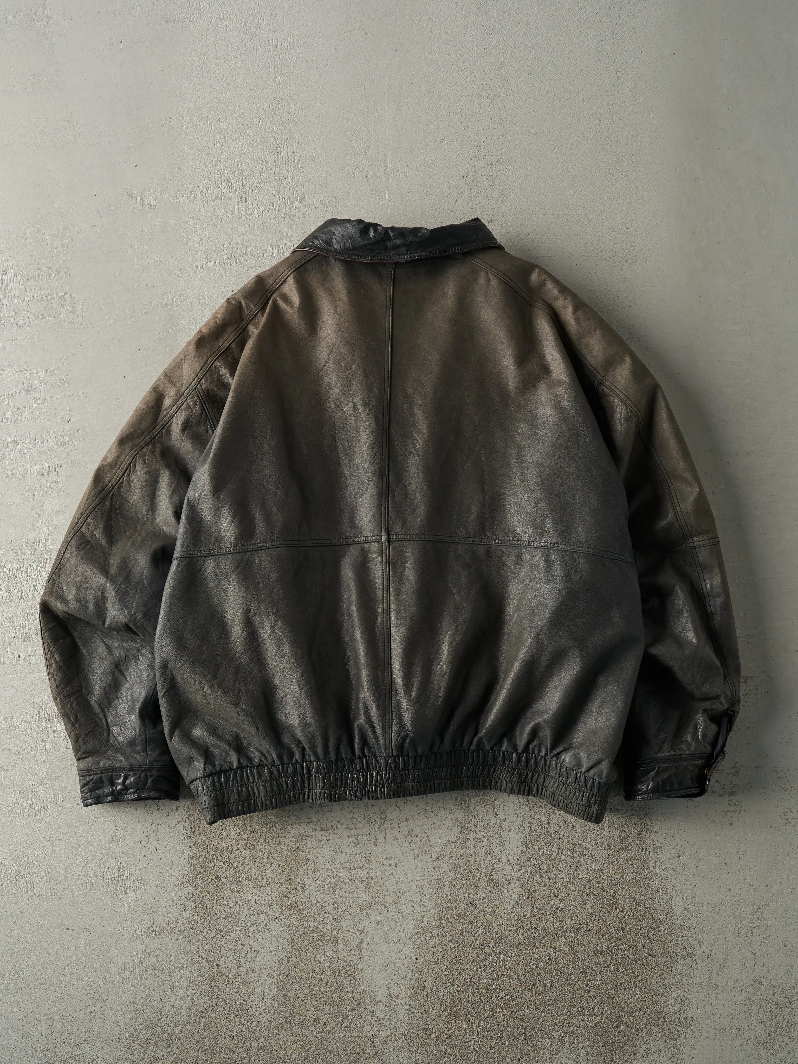 Vintage 90s Sun Faded Black Leather Jacket (XL/XXL) sold by Rebalance Vintage product image thumbnail 3