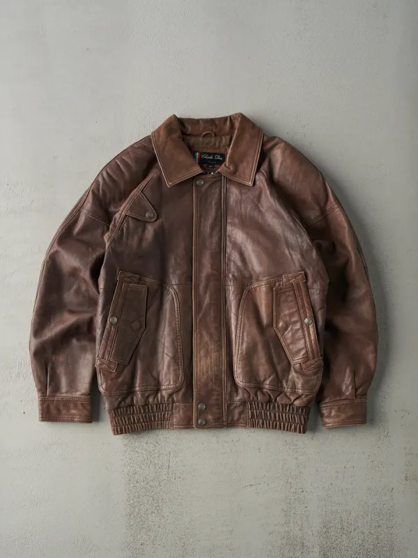 Vintage 80s Chocolate Brown Charles Dior Leather Jacket (S/M) sold by Rebalance Vintage