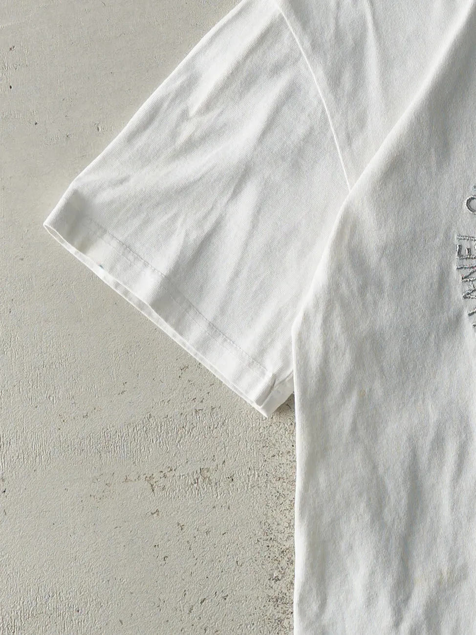 Vintage Y2K White Bootleg Embroidered Chanel Tee (S) sold by Rebalance Vintage product image thumbnail 3