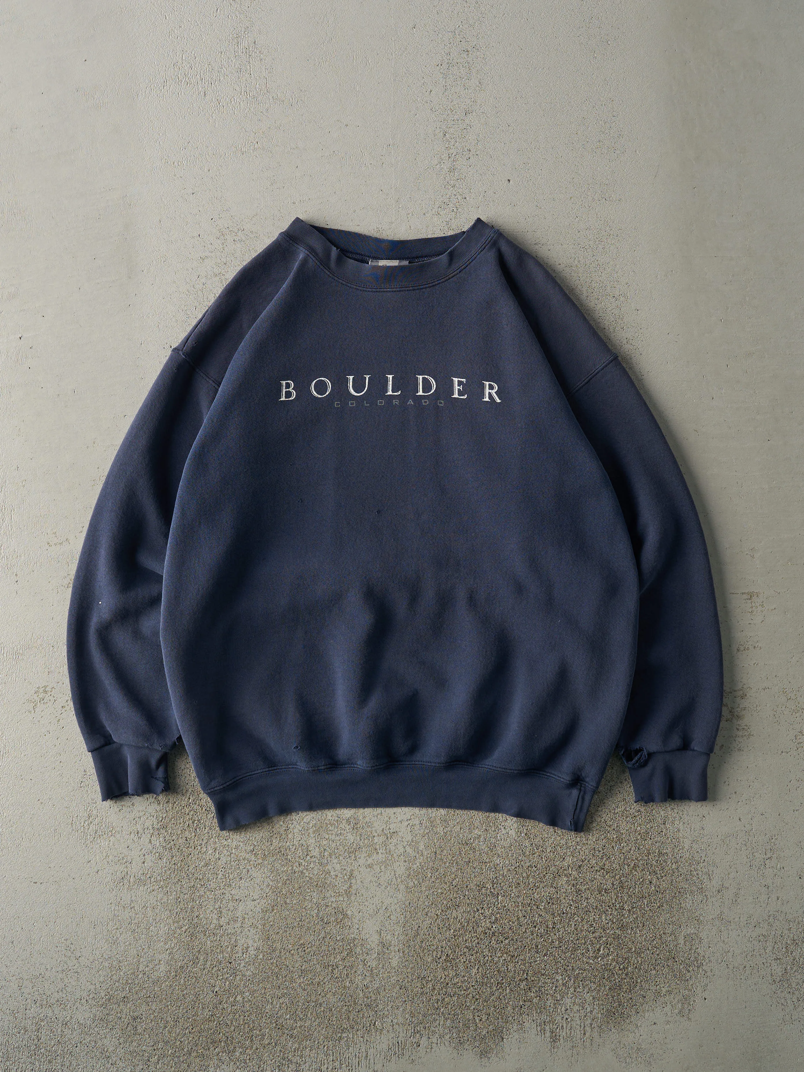Vintage 90s Navy Blue Boulder Colorado Crewneck (L) sold by Rebalance Vintage