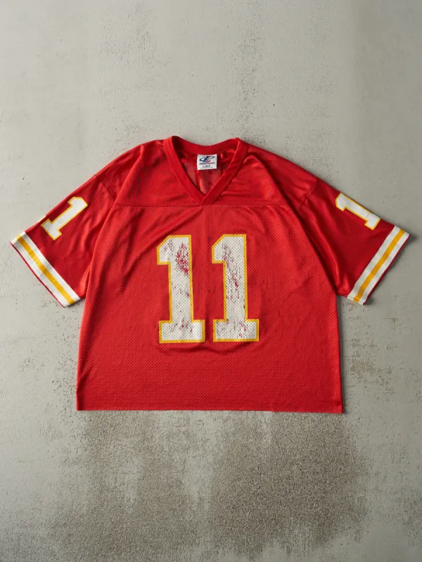 Vintage 90s Red Kansas City Chiefs #11 Elvis Grbac Cropped Football Jersey (L) sold by Rebalance Vintage