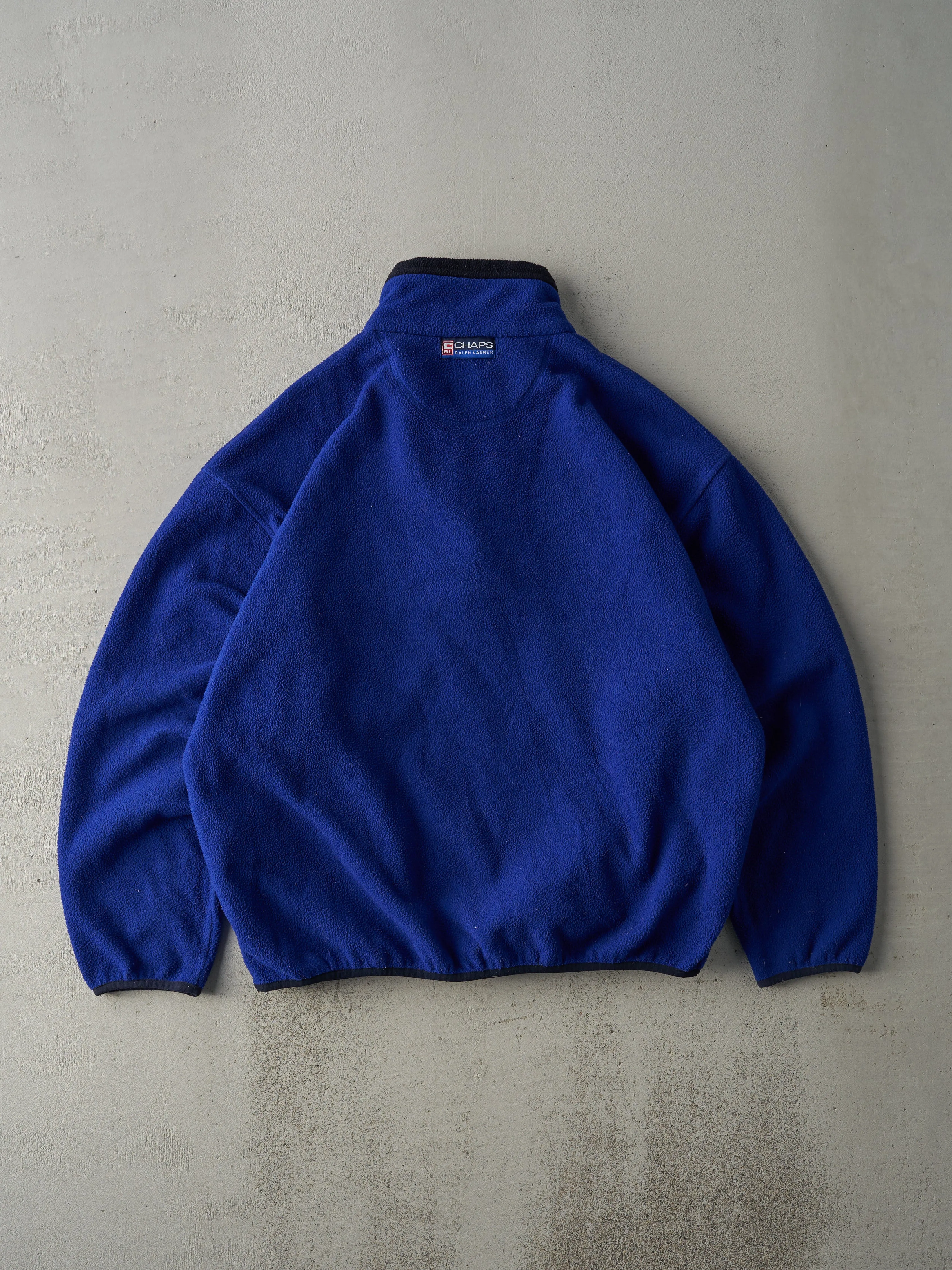 Vintage 90s Royal Blue Chaps Ralph Lauren Fleece Quarter Zip Boxy Sweater (XL) sold by Rebalance Vintage product image thumbnail 2