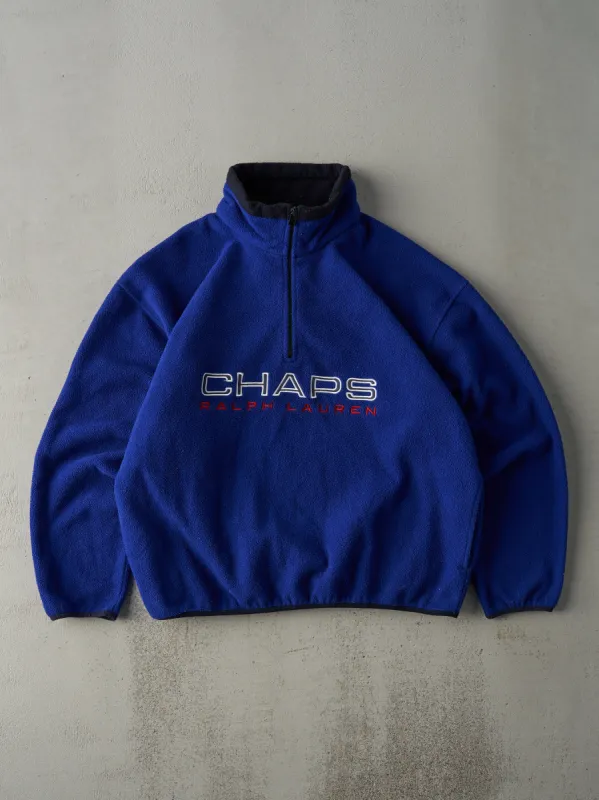 Vintage 90s Royal Blue Chaps Ralph Lauren Fleece Quarter Zip Boxy Sweater (XL) sold by Rebalance Vintage