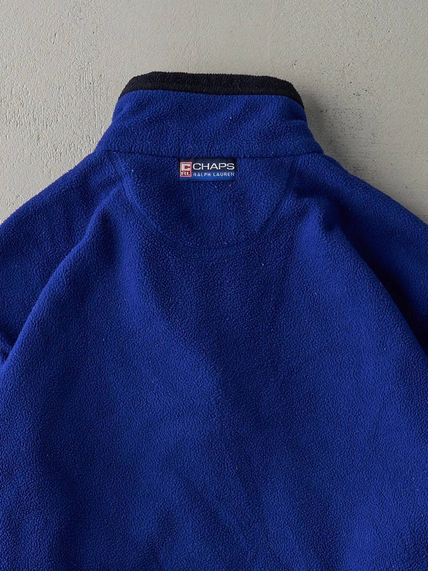 Vintage 90s Royal Blue Chaps Ralph Lauren Fleece Quarter Zip Boxy Sweater (XL) sold by Rebalance Vintage product image thumbnail 4