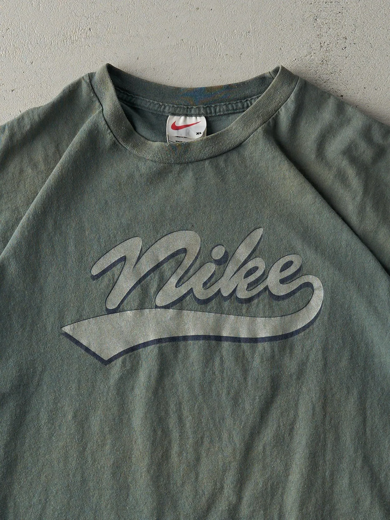 Vintage 90s Washed Green Nike Logo Tee (L) sold by Rebalance Vintage product image thumbnail 2